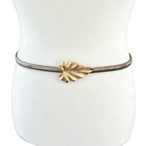 Vintage 80s golf leaf stretch belt hip belt metal belt